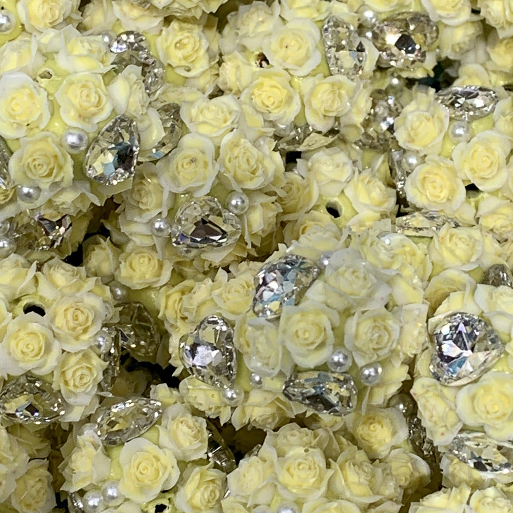 Wholesale  10pcs/pack Luminous four-sided love zircon rose ball can wear straight hole beads DIY mobile phone chain key chain bag chain accessories
